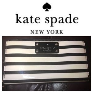 KATE SPADE Patent Leather Striped Zip Wallet